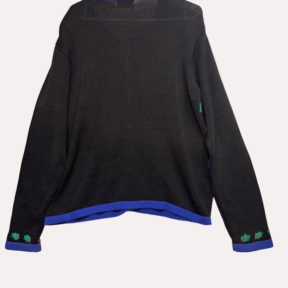 Paul Harris Cardigan Sweater XL Design Black Festive Patterns  Xmas Themed - Picture 2 of 14